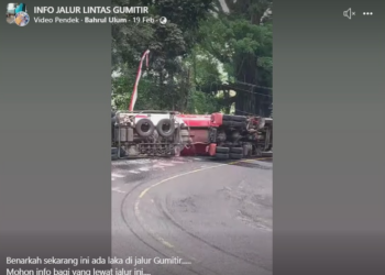 Kecelakaan Tunggal Truk Pertamina di Jalur Gumitir Jember (Facebook Bahrul Ulum)