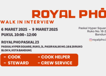 DATANG BAWA CV LANGSUNG! Royal Pho Bandung Buka Loker Walk In Interview untuk Tamatan SMA SMK