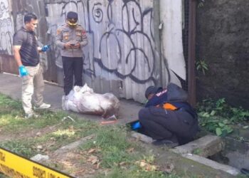 Pria tewas dibungkus karusng (Polres Tangerang)