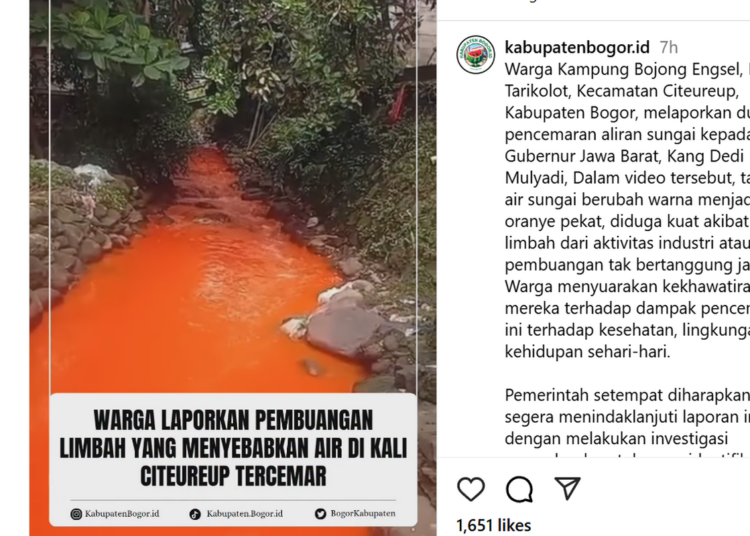 VIRAL Air Sungai di Citeureup Bogor Berubah Oranye dan Berbau Menyengat Akibat Limbah Industri