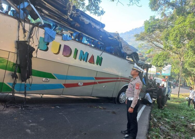 Bus PO Budiman Serempet Motor dan Tabrak Pohon di Nagreg, 20 Orang Luka