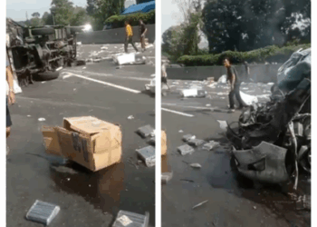 Viral, Tiga Kendaraan Tabrakan Beruntun di KM 124 Tol Purbaleunyi