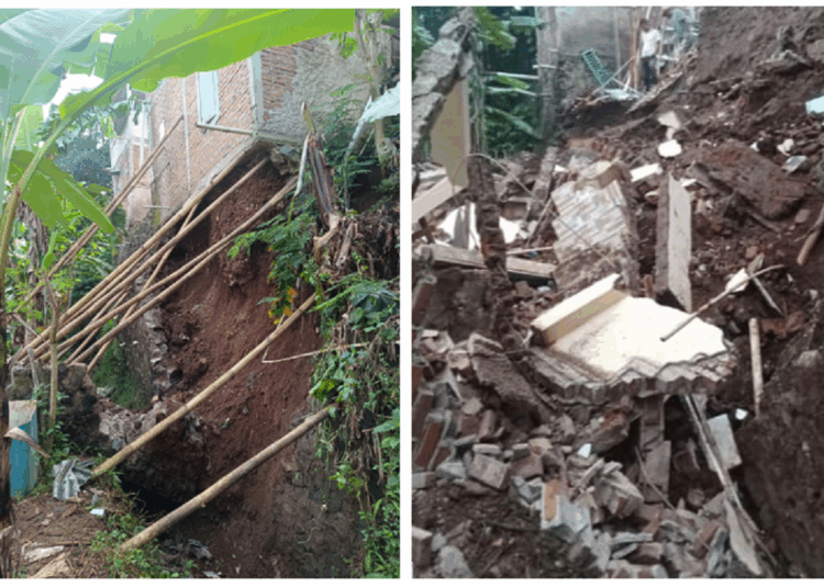 TPT Ambrol Tergerus Arus Selokan, Satu Rumah di Cinunuk Ambruk