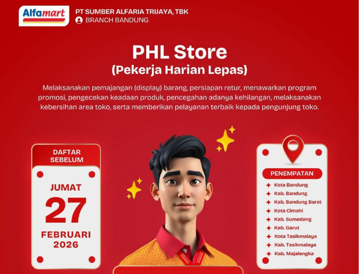 BARU! Alfamart Bandung dan Sekitarnya Gelar Loker Buat Lulusan SMA dan SMK