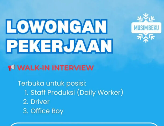 Walk In Interview! Musim Beku Bandung Buka Loker 3 Posisi Buat Lulusan SMA dan SMK