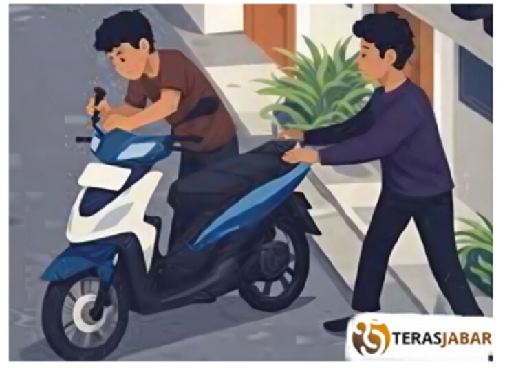 Dua Pelaku Curanmor Beraksi Siang Hari di Cinunuk Terekam CCTV
