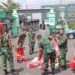 Berbaju Loreng Latihan Damkar Siap Hadang Api