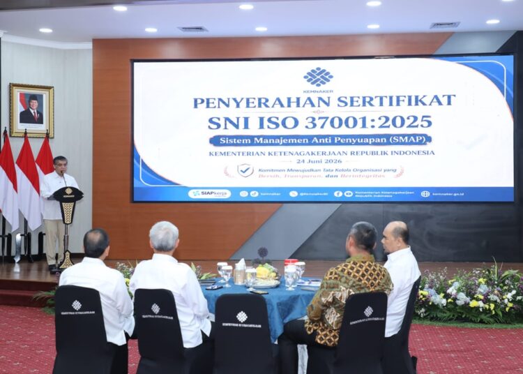 Raih Sertifikat ISO Anti Penyuapan, Kemnaker Perkuat Sistem Pengawasan